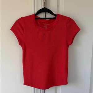 American Eagle Red Waffle Short Sleeve Tee